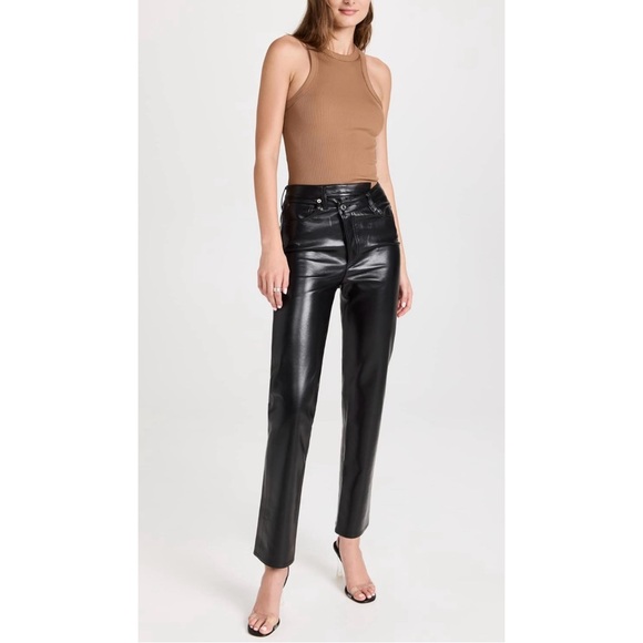 AGOLDE Criss Cross Straight Leg Genuine Leather Pants - Picture 5 of 5
